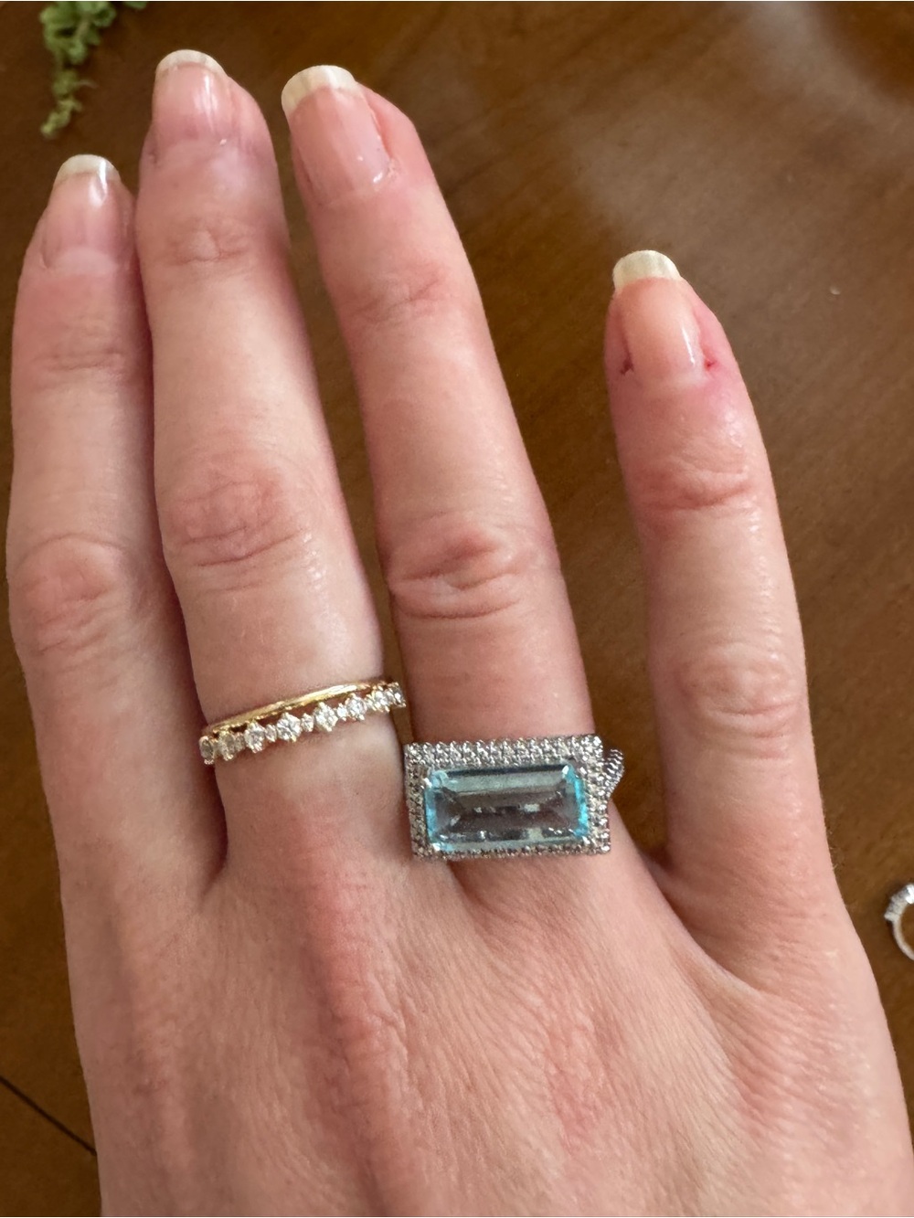 OLIVIA HAYES VINTAGE SILVER TURQUOISE GLASS RING SET, size 7 - Picture 5 of 8